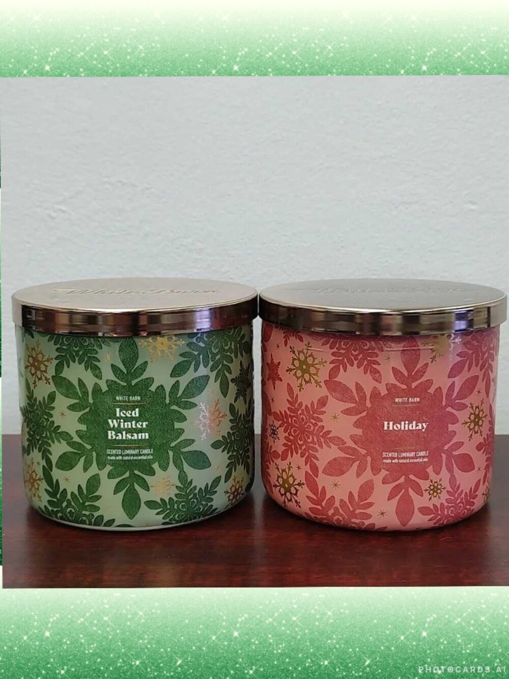 Bath & Body Works White Barn ICED WINTER BALSAM & HOLIDAY  3-Wick Candles